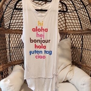 White Graphic Muscle Tee